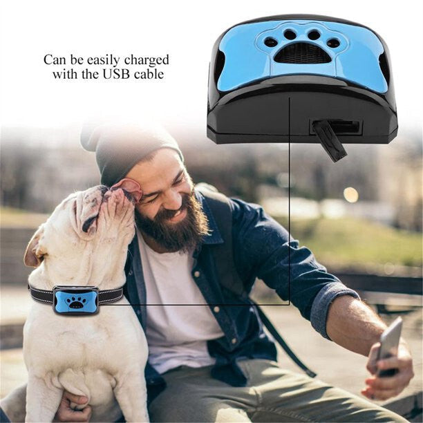 Anti Bark Collar Stop Dog Barking Sound Vibration S-M-L Adjustable Rechargeable Pawsentialshub