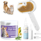 Universal Pet Steam Brush For Cats And Dogs 3-in-1 Spray Hair Removal Comb With Waterless Shampoo And Ear Towel,Tiktok, Amazon, Walmart Banned - Pawsentialshub