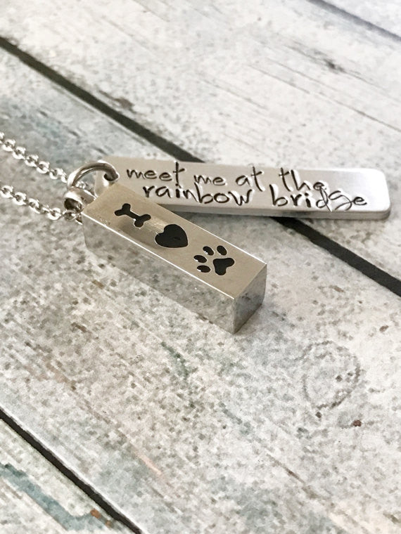 Pet loss - Hand stamped necklace - Pet memorial-0