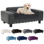 vidaXL Dog Sofa Puppy Couch Bed with Washable Cover Plush and Faux Leather-4