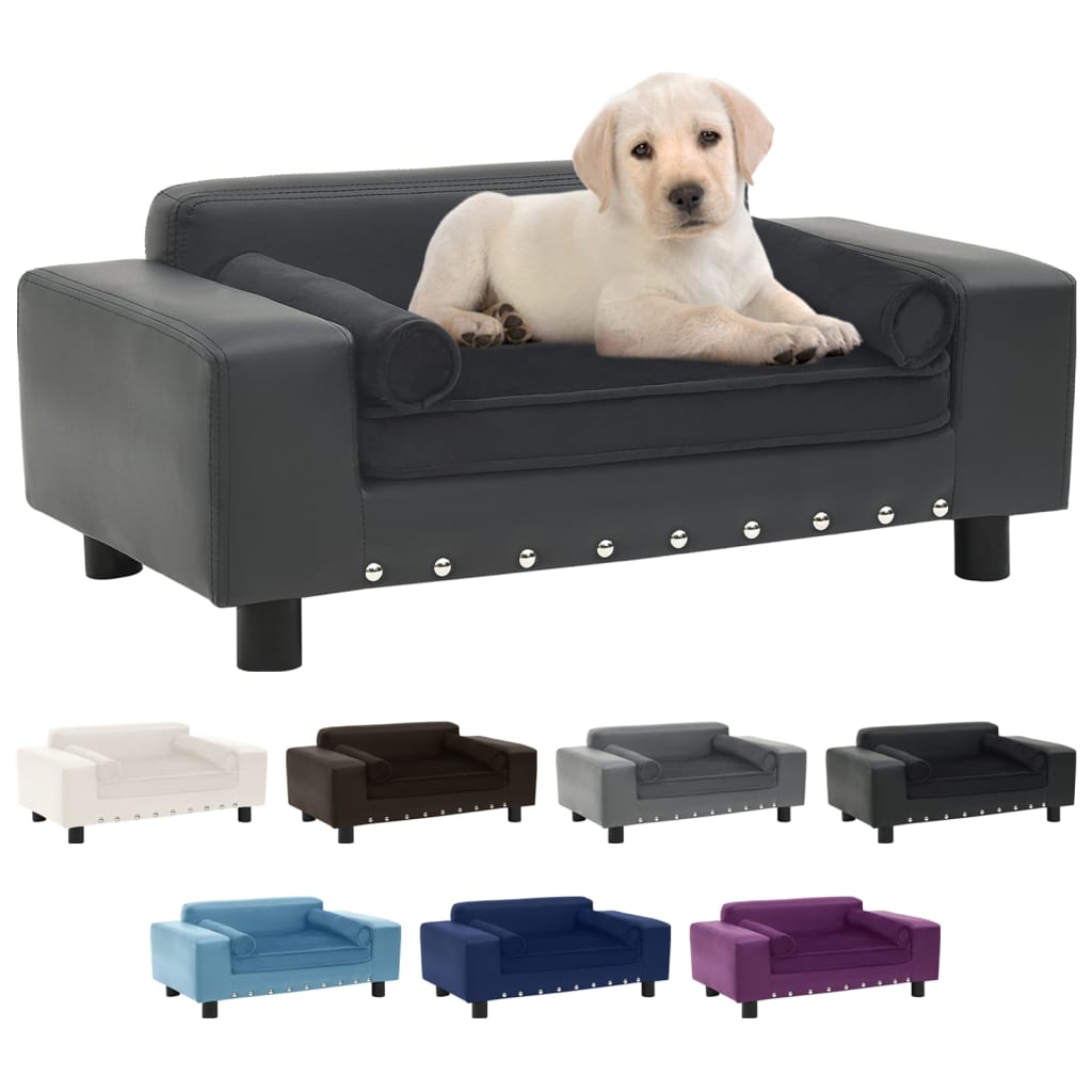 vidaXL Dog Sofa Puppy Couch Bed with Washable Cover Plush and Faux Leather-4
